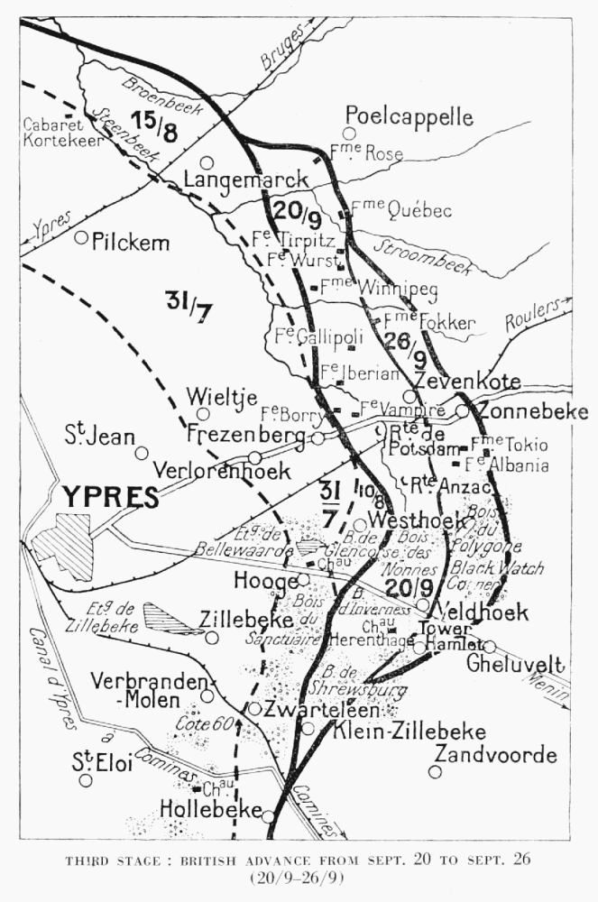 THIRD STAGE: BRITISH ADVANCE FROM SEPT. 20 TO SEPT. 26
(20/9—26/9)