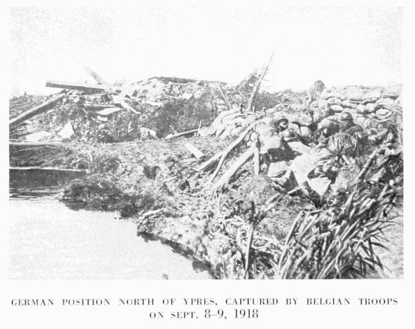 GERMAN POSITION NORTH OF YPRES, CAPTURED BY BELGIAN TROOPS
ON SEPT. 8—9, 1918